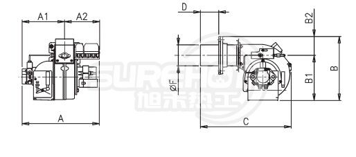 百得BT14DSGW燃燒器外型尺寸圖